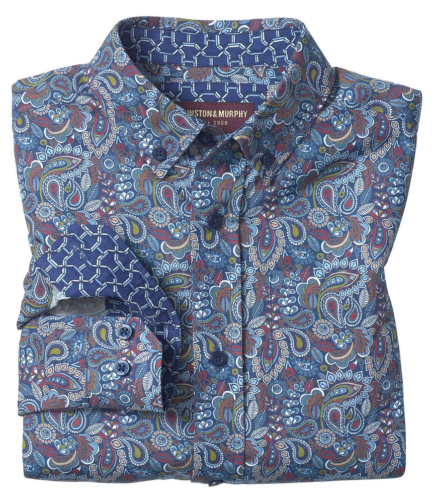 Johnston & Murphy Little/Big Boys 4-16 Long-Sleeve Floral/Paisley Woven Shirt