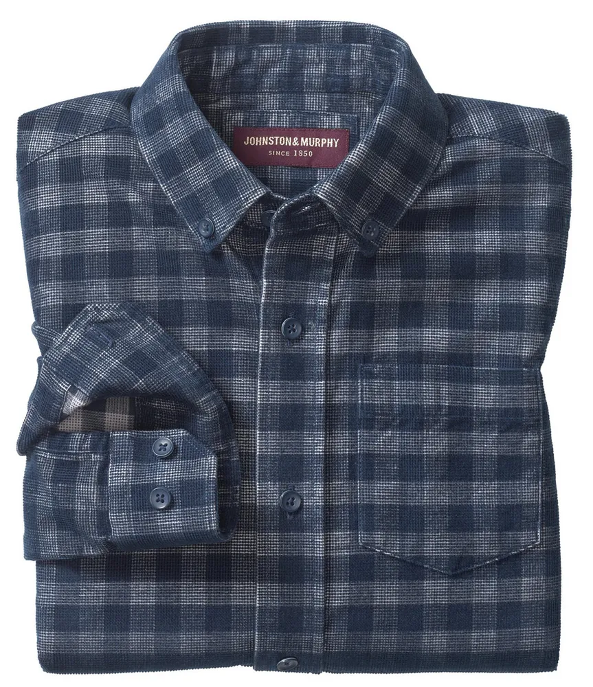 Johnston & Murphy Little/Big Boys 4-16 Long Sleeve Gingham Printed Corduroy Shirt