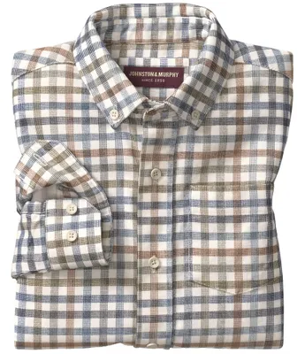 Johnston & Murphy Little/Big Boys 4-16 Long Sleeve Plaid Printed Corduroy Shirt