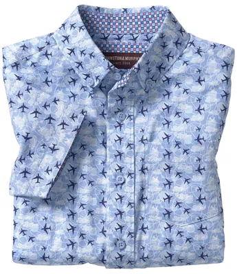 Johnston & Murphy Little/Big Boys 4-16 Short Sleeve Airplane Printed Button Front Shirt