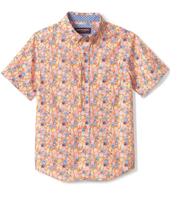 Johnston & Murphy Little/Boys 4-16 Short Sleeve Seashell Print Shirt