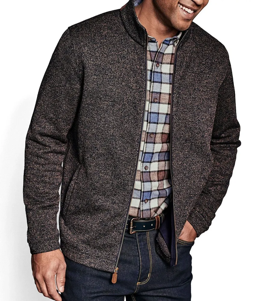 Johnston & Murphy Fleece Lined Marled Rib Full-Zip Jacket