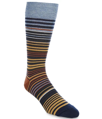 Johnston & Murphy Mens Multi Stripe Crew Sock