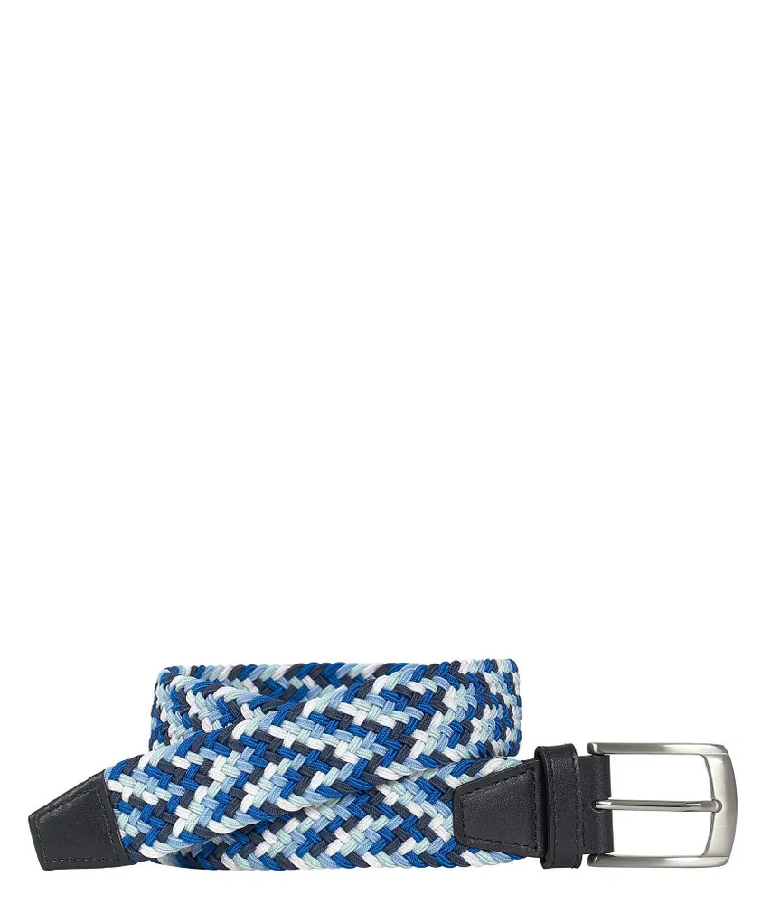 Johnston & Murphy Men's Woven Stretch-Knit Detailed Belt