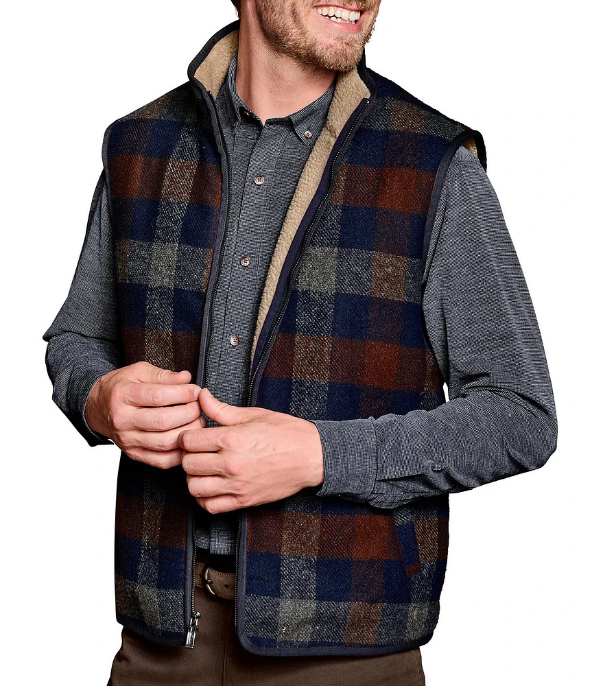 Johnston & Murphy Plaid Sherpa Lined Vest