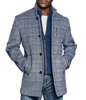 Johnston & Murphy Upton Plaid Wool Blend Car Coat