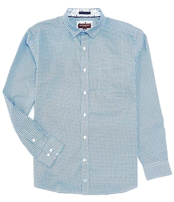 Johnston & Murphy Sateen Bar Print Long Sleeve Woven Shirt