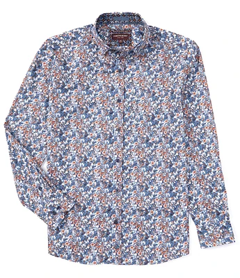 Johnston & Murphy Sateen Floral Print Long Sleeve Woven Shirt