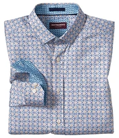 Johnston & Murphy Sateen Tile Print Long Sleeve Woven Shirt