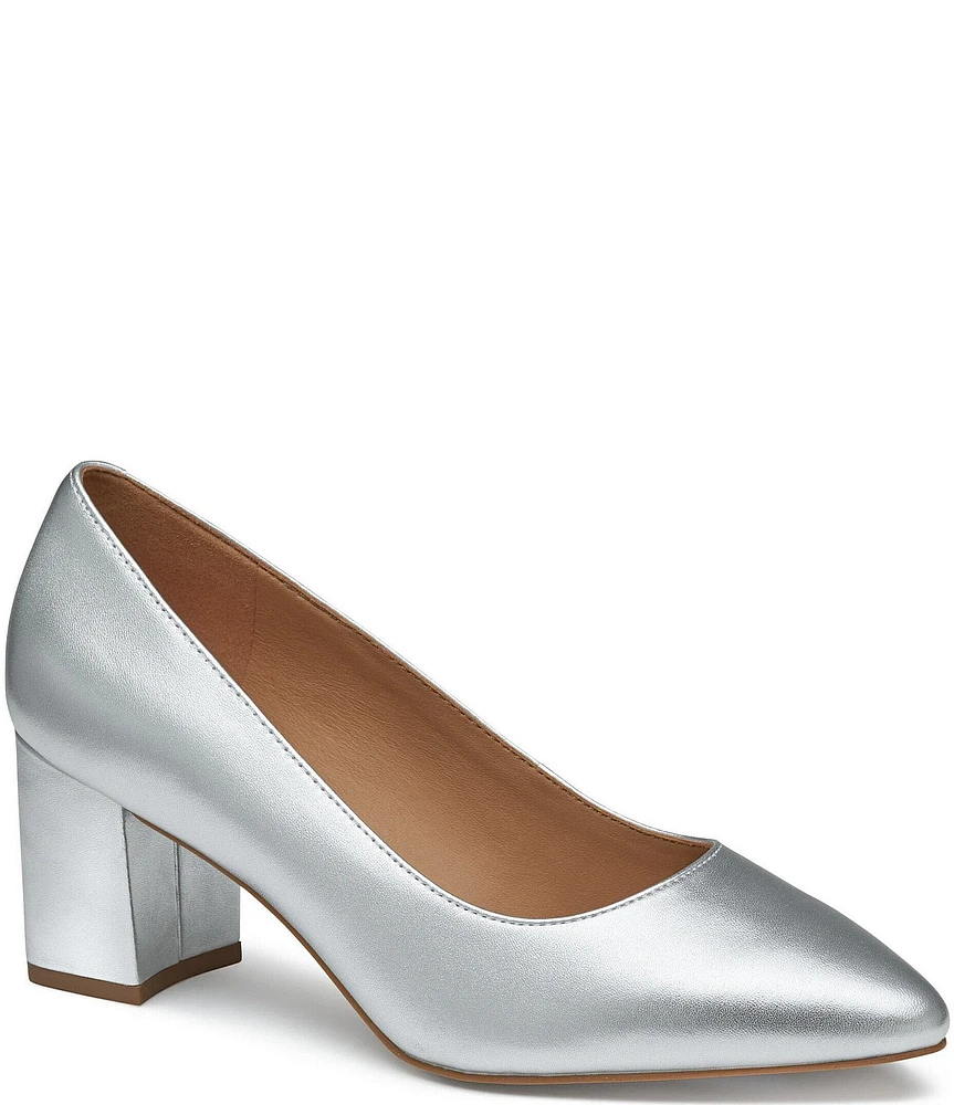 Johnston & Murphy Vicki Metallic Leather Block Heel Pumps