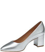 Johnston & Murphy Vicki Metallic Leather Block Heel Pumps