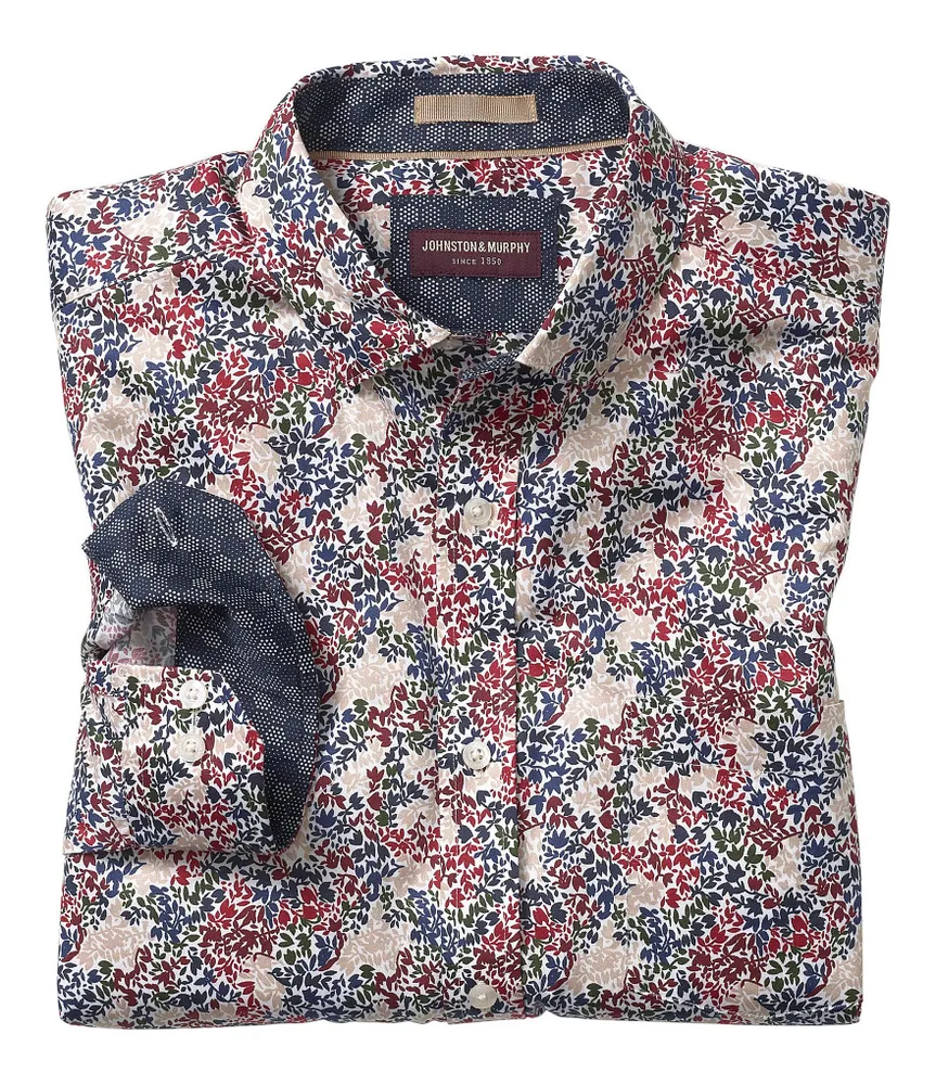 Johnston & Murphy Vine Print Long Sleeve Woven Shirt