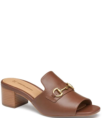 Johnston & Murphy Women's Edith Leather Bit Buckle Slide Sandals