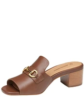 Johnston & Murphy Women's Edith Leather Bit Buckle Slide Sandals