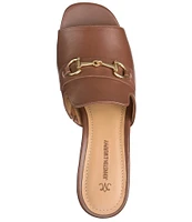 Johnston & Murphy Women's Edith Leather Bit Buckle Slide Sandals