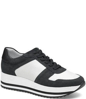 Johnston & Murphy Women's Gracie Leather Platform Sneakers