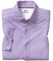 Johnston & Murphy XC4 Performance Stretch Diamond Dash Print Short-Sleeve Woven Shirt