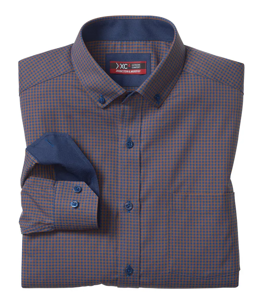 Johnston & Murphy XC4 Performance Stretch Gingham Long Sleeve Woven Shirt