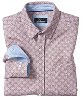 Johnston & Murphy XCFlex Birdseye Tile Print Long-Sleeve Woven Shirt