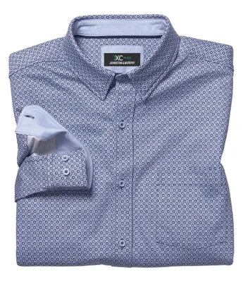 Johnston & Murphy XCFlex Performance Stretch Diamond Grid Long Sleeve Woven Shirt