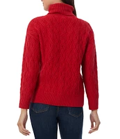 Jones New York Cable Knit Rib-Twist Turtleneck Long Sleeve Sweater