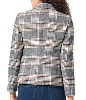 Jones New York Classic Plaid Faux Double Breasted Brushed Jacket