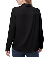 Jones New York Collared Neck Long Sleeve Button-Front Top