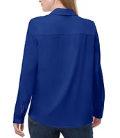 Jones New York Collared Neck Long Sleeve Button-Front Top