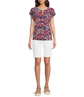 Jones New York Double Keyhole Cap Sleeve Top