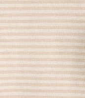 Jones New York Feeder Stripe Crew Neck Ruffled Elbow Sleeve Tee