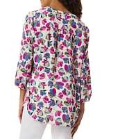 Jones New York Floral Printed V Neckline 3/4 Sleeve Tunic