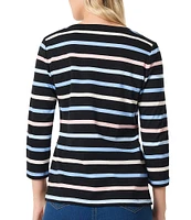 Jones New York Horizontal Stripe 3/4 Sleeve Top