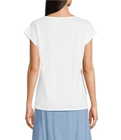 Jones New York Lace Trim Inset Dolman Sleeve Top