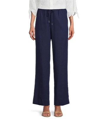 Jones New York Linen Blend Drawstring Straight Pants