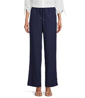 Jones New York Linen Blend Drawstring Straight Pants
