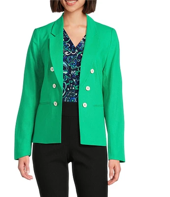 Jones New York Linen Blend Faux Double Breasted Jacket