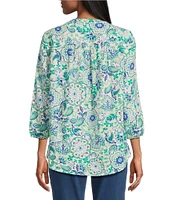 Jones New York Linen Blend V-Neck 3/4 Sleeve Tunic