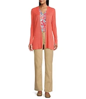 Jones New York Open Front Long Sleeve Ribbed Cardigan