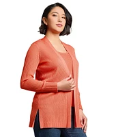 Jones New York Open Front Long Sleeve Ribbed Cardigan