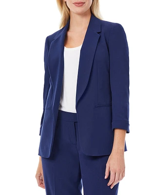 Jones New York Long Sleeve Rolled Cuff Notched Collar Jacket