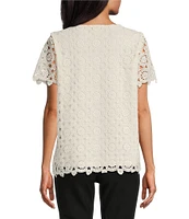 Jones New York Medallion Lace Short Sleeve Tee
