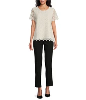 Jones New York Medallion Lace Short Sleeve Tee