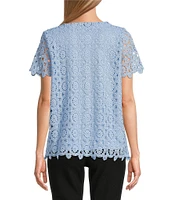 Jones New York Medallion Lace Short Sleeve Tee