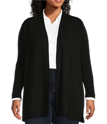 Jones New York Plus Size Icon Side Slit Hem Open-Front Cardigan