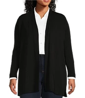 Jones New York Plus Size Icon Side Slit Hem Open-Front Cardigan