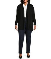Jones New York Plus Size Icon Side Slit Hem Open-Front Cardigan