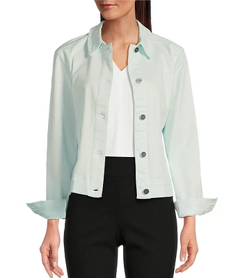 Jones New York Point Collar Patch Pocket Denim Jacket
