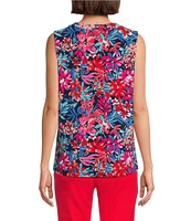 Jones New York Printed Pleat Front Shell