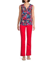 Jones New York Printed Pleat Front Shell