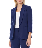 Jones New York Roll Cuff Notch Lapel 3/4 Sleeve Blazer